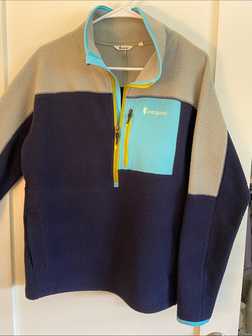 cotopaxi Navy, Light Blue & Gray Colorblock Half-Zip Pullover with Yellow Trim